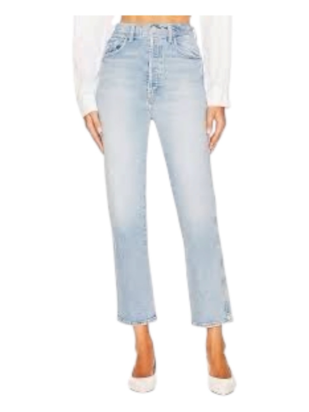MOTHER The Tippy Top Frisky Ankle In Blue High-Rise Straight Leg Women's Jeans